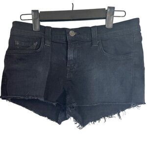 J Brand Size 25 Black Denim Cutoff Shorts Distressed Raw Hem